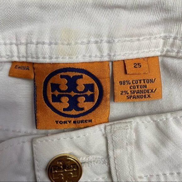 Tory Burch White Cropped Jean Women Size 25 - Picture 9 of 10